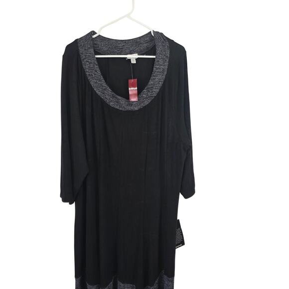 The Avenue Midi Dress 30/32 Womens Plus Size Black Gray Long Sleeve Stretch NWT - Picture 2 of 6